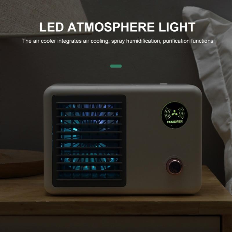 Desktop Air Cooler Air Conditioner Fan Small USB Personal Fan Quiet Air Cooler Cooling Fan 3 Speeds Misting Fan For Home Room