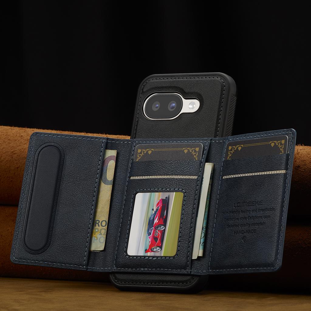 LC.IMEEKE L5 For Google Pixel 9a Magnetic Phone Case Leather Back Cover with Detachable Card Holder