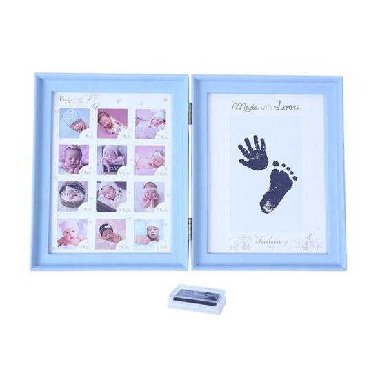 

Infant Baby Handprint Footprint First Year Picture DIY Family Memory Photo Frame синій
