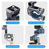 PULUZ Grey 3‑Way Aluminum‑Alloy Handlebar Mount, Dual‑Lock Dampened Bracket for Motorcycle & Bicycle Panoramic / Action Cameras