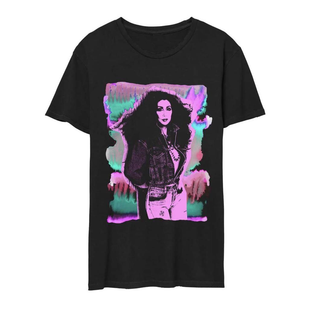Hot! Cher - Psychedelic Distressed Black Men and Women S-5XL T-Shirt