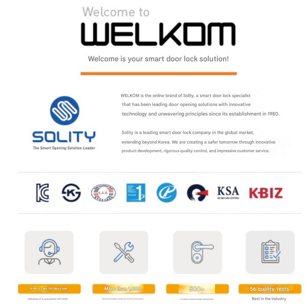 Solity WTS700 Non-Punching, Card Key 4 + Number Key, Front Door Digital Lock