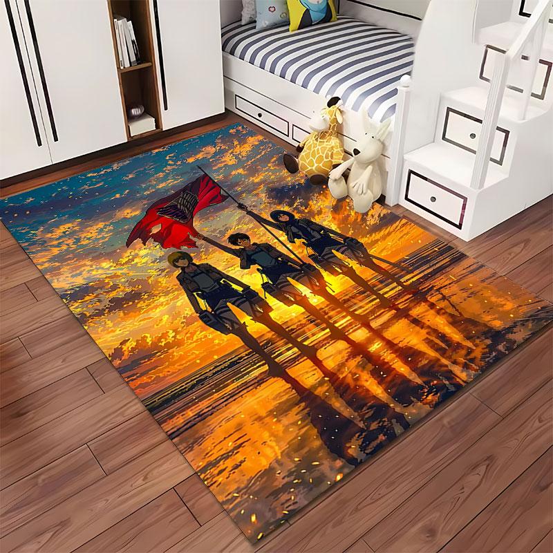 Anime Sunset Warriors Carpet suitable as a non-slip mat for the living room or bedroom sofa