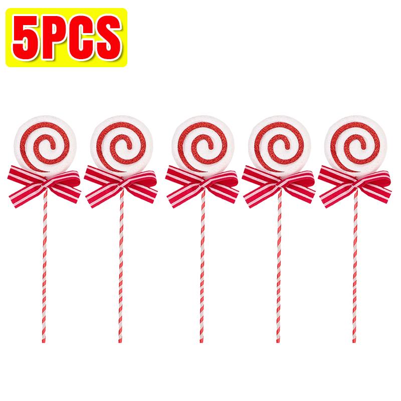 Christmas Lollipop Ornaments Plastic Glittery Candy Cane Xmas Tree Hanging Pendants Home Party Festival New Year Decors Gifts