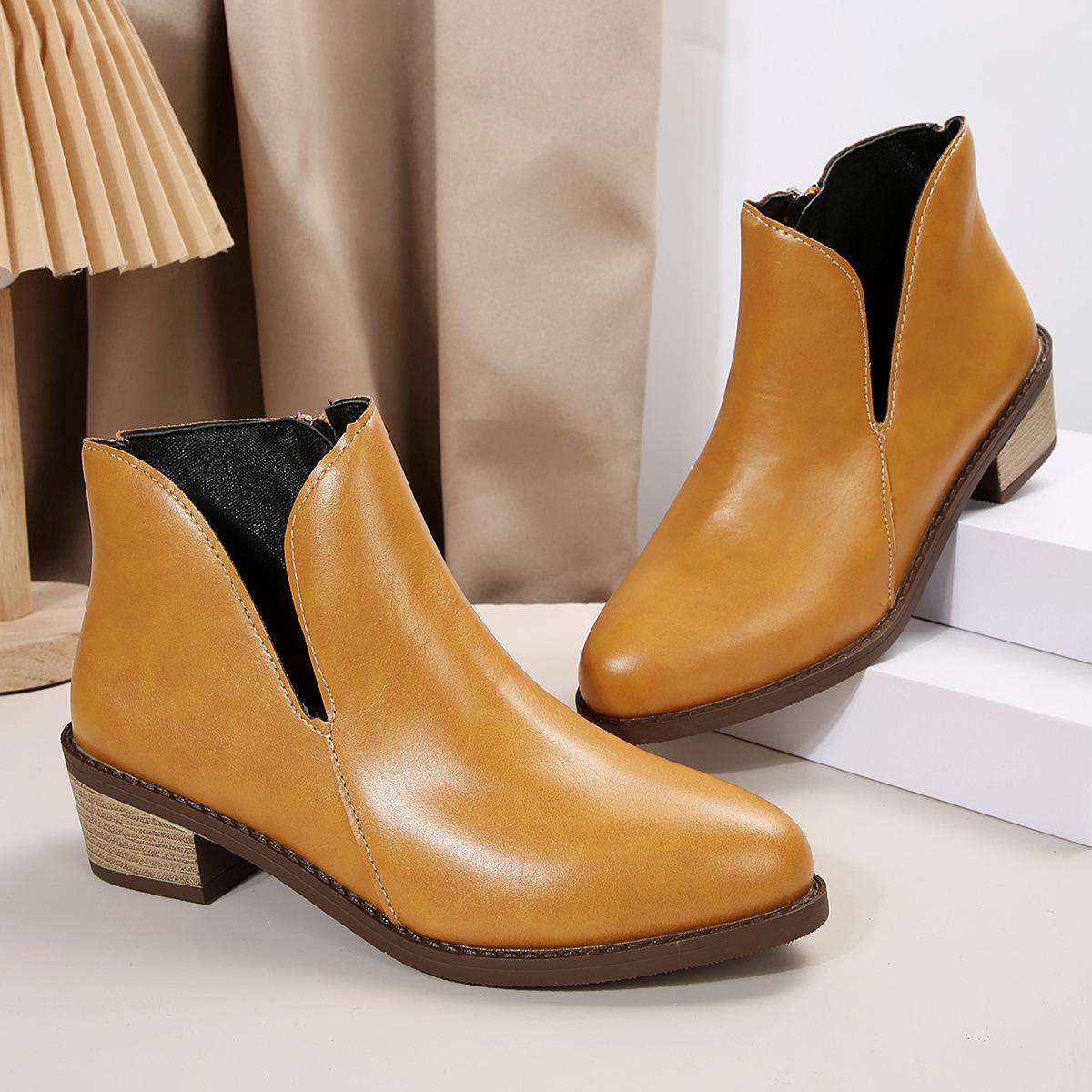 

Ботинки Челси 2025 года, новые женские ботинки на толстом каблуке, низкие каблуки, кожаные ботинки в стиле ретро, ботильоны, весенние и осенние одинарные ботинки, короткие женские ботинки 43