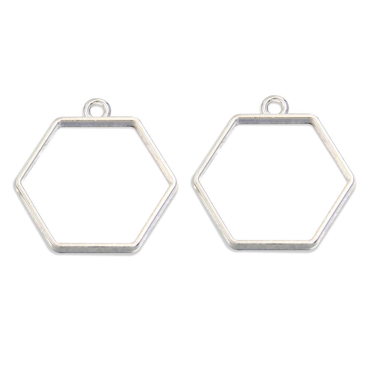 16 дизайнов: Яркие Серебристые DIY Геометрические Полые Бордюры из Сплава - Сердце, Капля Воды, Ромб, Смоляные Капельные Шармы Аксессуары 1 piece Bright Silver