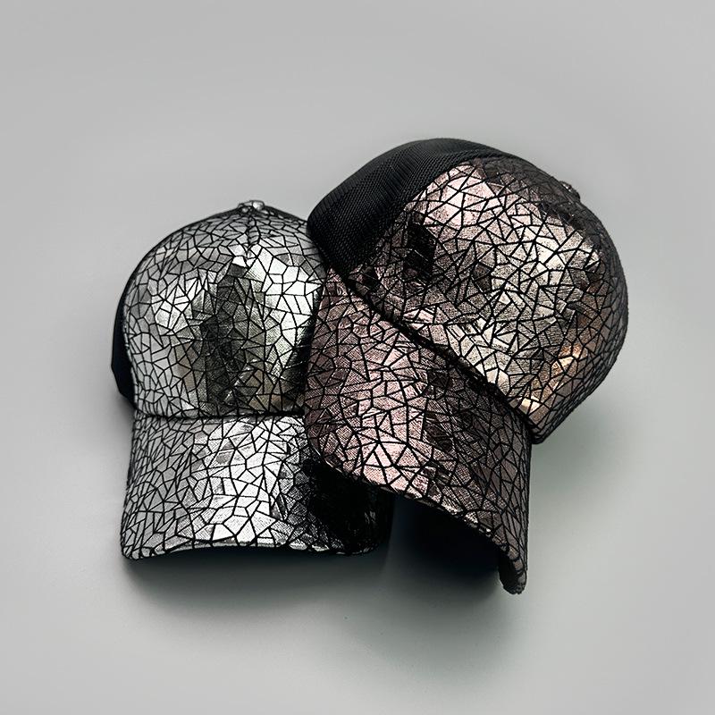 Bright Leather Pattern Outdoor Personalized Baseball Cap Men'S And Women'S Sports Fashion Sunshade Breathable Mesh Hat