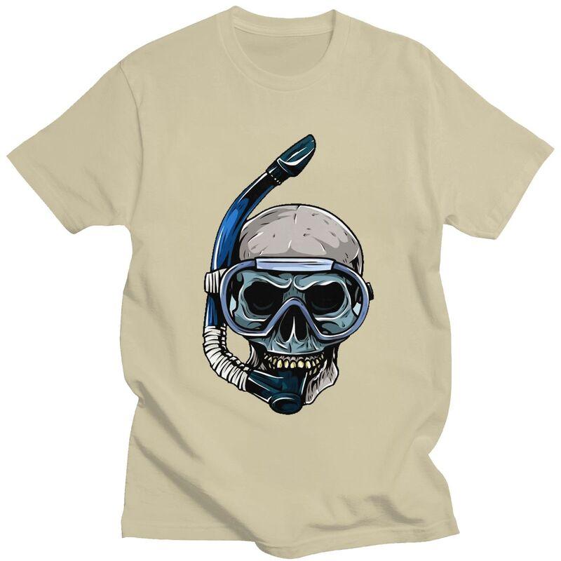 Custom Dive Diver Scuba Diving Skull T Shirts for Men Pure Cotton Tees Tshirt Short Sleeve Tshirt Clothes