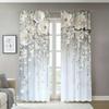 2pcs Elegant White Floral Print Curtains – Rod Pocket Design   Ideal for Living Room Bedroom Office Caf and Vacation Home Decor