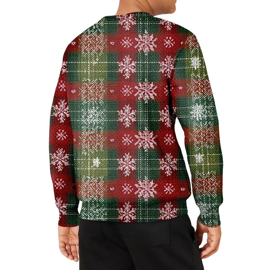 Men's Casual Fashion Printed Round Neck Pullover Sweatshirt