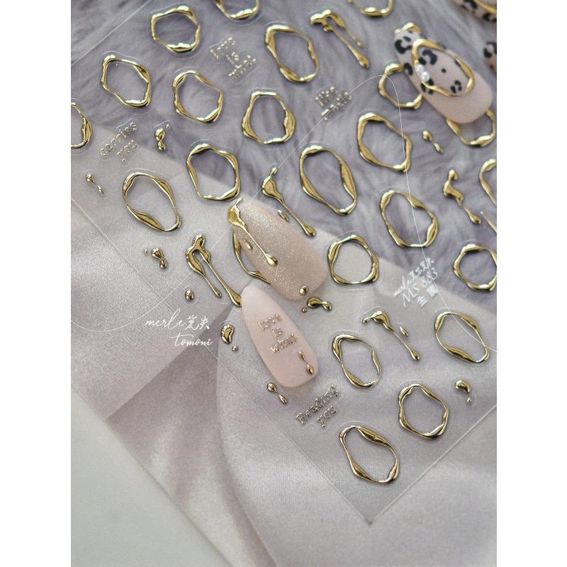 1pc 5D Golden Modern Minimalist Metal Nail Art Stickers, Luxury Heart Shaped Nail Decals, DIY Self-Adhesive Nail Stickers Nail Supplies