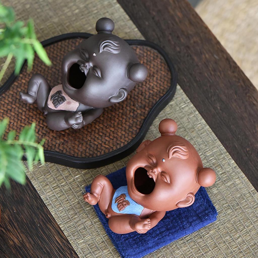 Keramická čínská figurka Ton Fu Baby Mini čajové zvířátko DIY řemesla do terária Soška batolete Příslušenství