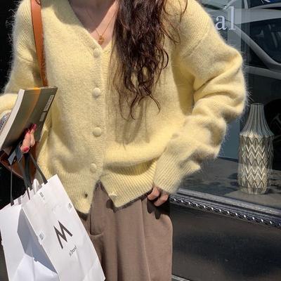 Autumn Winter New Fashion V-neck Long Sleeve Solid Korean Pullovers Women's Clothing Casual Button All-match Knitting Trend Tops