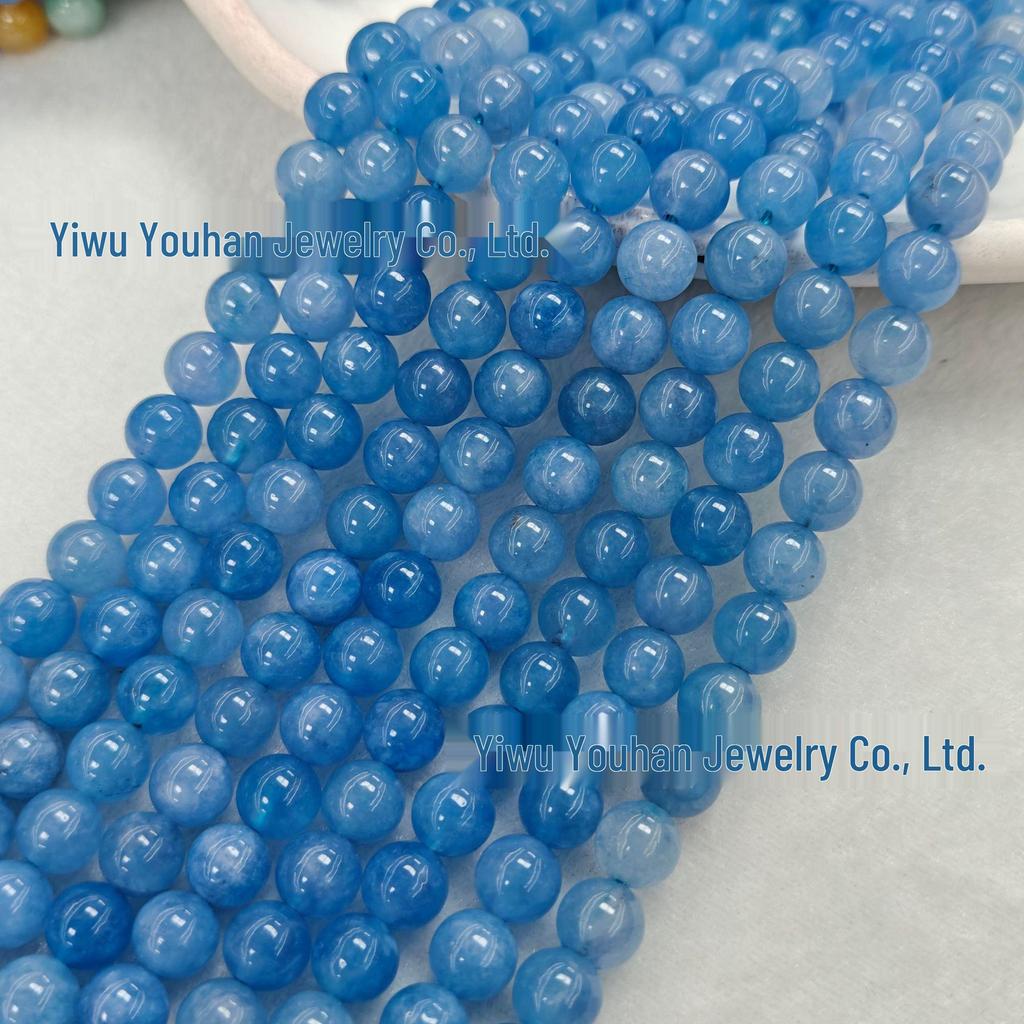 Natural White Stone Enhanced 6-10mm Round Beads String for Three-Color Alxa Bracelet Necklace Accessories