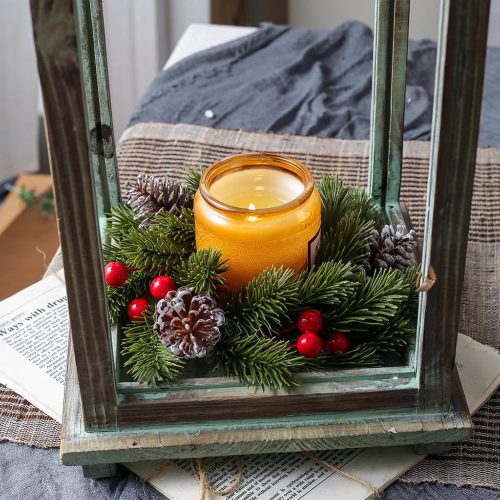 Christmas Festival Candles Garlands Holiday Garlands Candlesticks Holiday Family Kitchen Dining Table Center Wreath of Lights