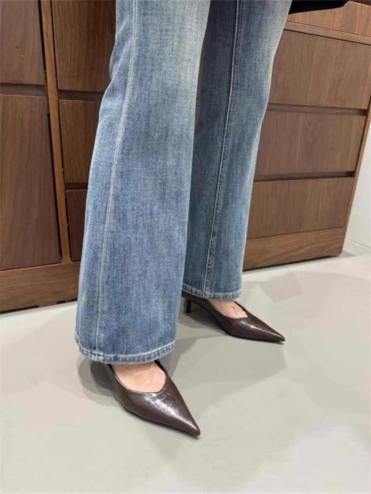 

Niche French temperament pointed red high heels women s shoes 2025 summer new black one-pedal high heels 40