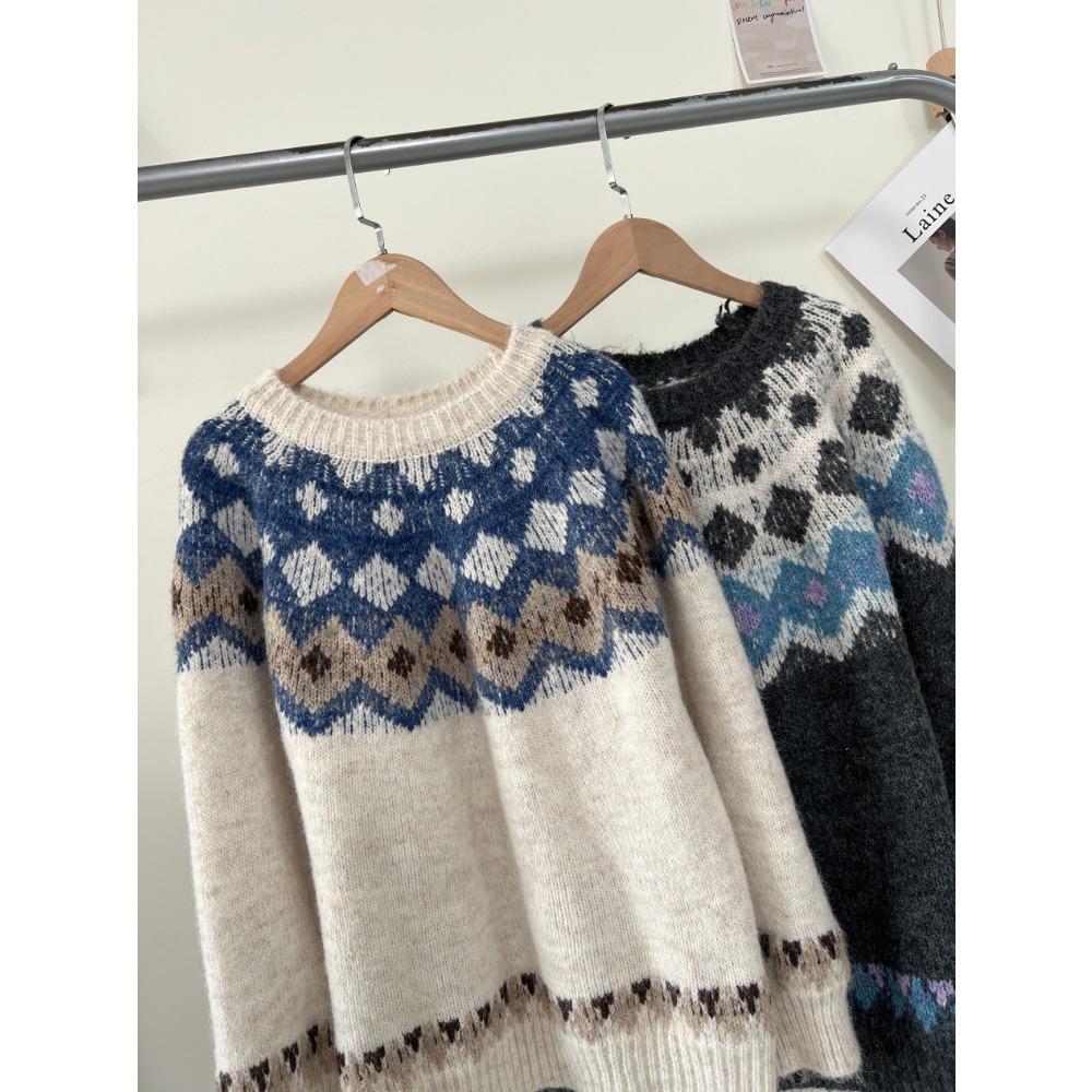 DIMANAF 2025 Autumn New Women Sweaters Knitting Basic Fashion O-Neck Style Loose Red Pullover Sweater