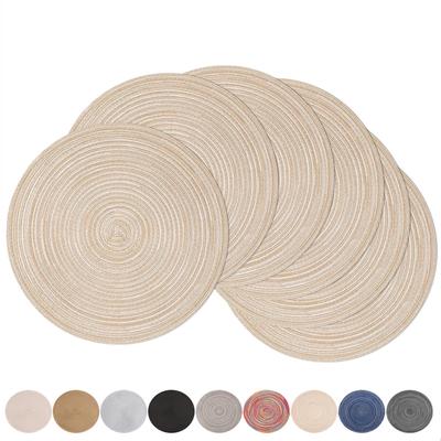 Yuvarlak Örgülü 6'lı Set Yıkanabilir Yuvarlak Amerikan Servisleri Noel Mutfak Düğün Yemek Masası 34cm Dokuma Isıya Dayanıklı Amerikan Servisleri