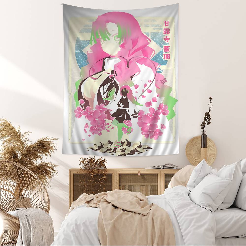 Pastel Rainbow Anime Character Wall Tapestry  Dreamy Gradient Whimsical Aesthetic Cozy Room Decor for Kawaii  Enthusiasts