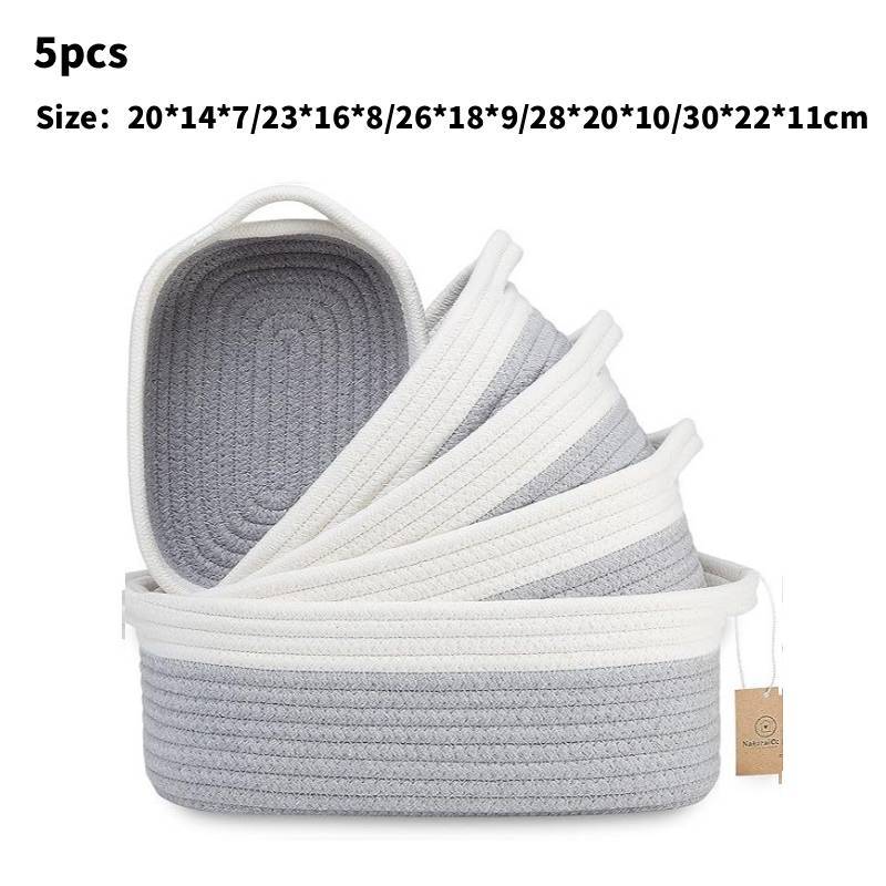 Cotton Rope Storage Basket With Multicolor Weave For Toy Organizers And Home Supplies