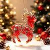 Chinese Zodiac Goat Acrylic Hanging Ornament Red Gold Lucky Pattern for Car Rearview Mirror New Year Gift Decor