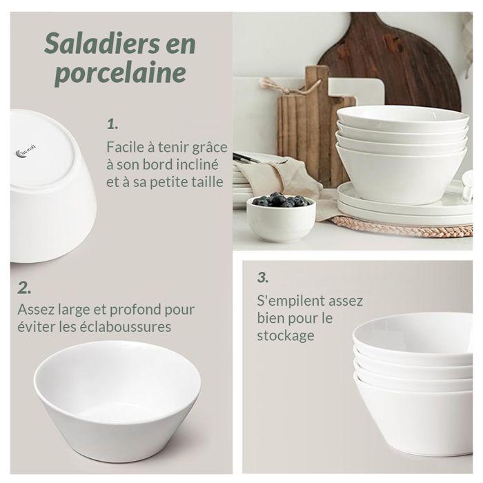Bols à soupe - DOWAN - DOWAN 946ml Grands Bols à Soupe - Ensemble de 4 - Porcelaine - Résistants aux éclats