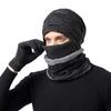 Winter Knitted Scarf Hat Glove Sets for Women Men Skiing Cap Cotton Lining Mask Touch Screen Woolen Gloves Plus Velvet Warm Thicken Beanies