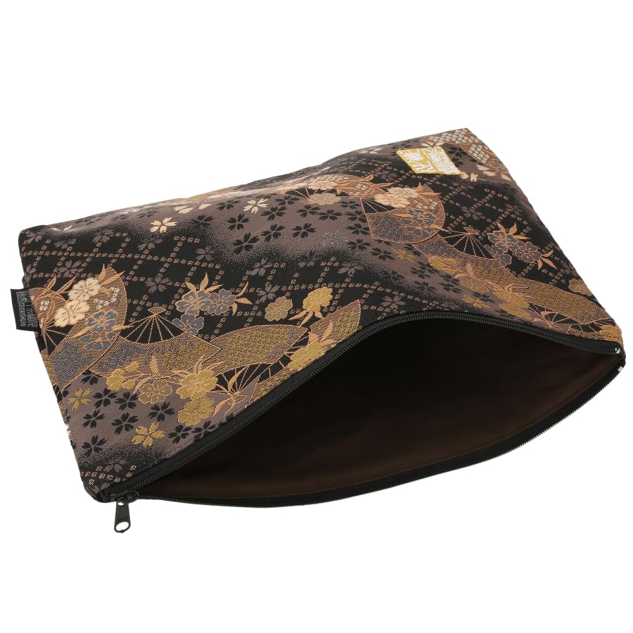 Senshishuin Nishijin Brocade Stamp Book Case with Smoky Fan Cherry Blossom Design Pouch/Shrine (Lined) (Large)