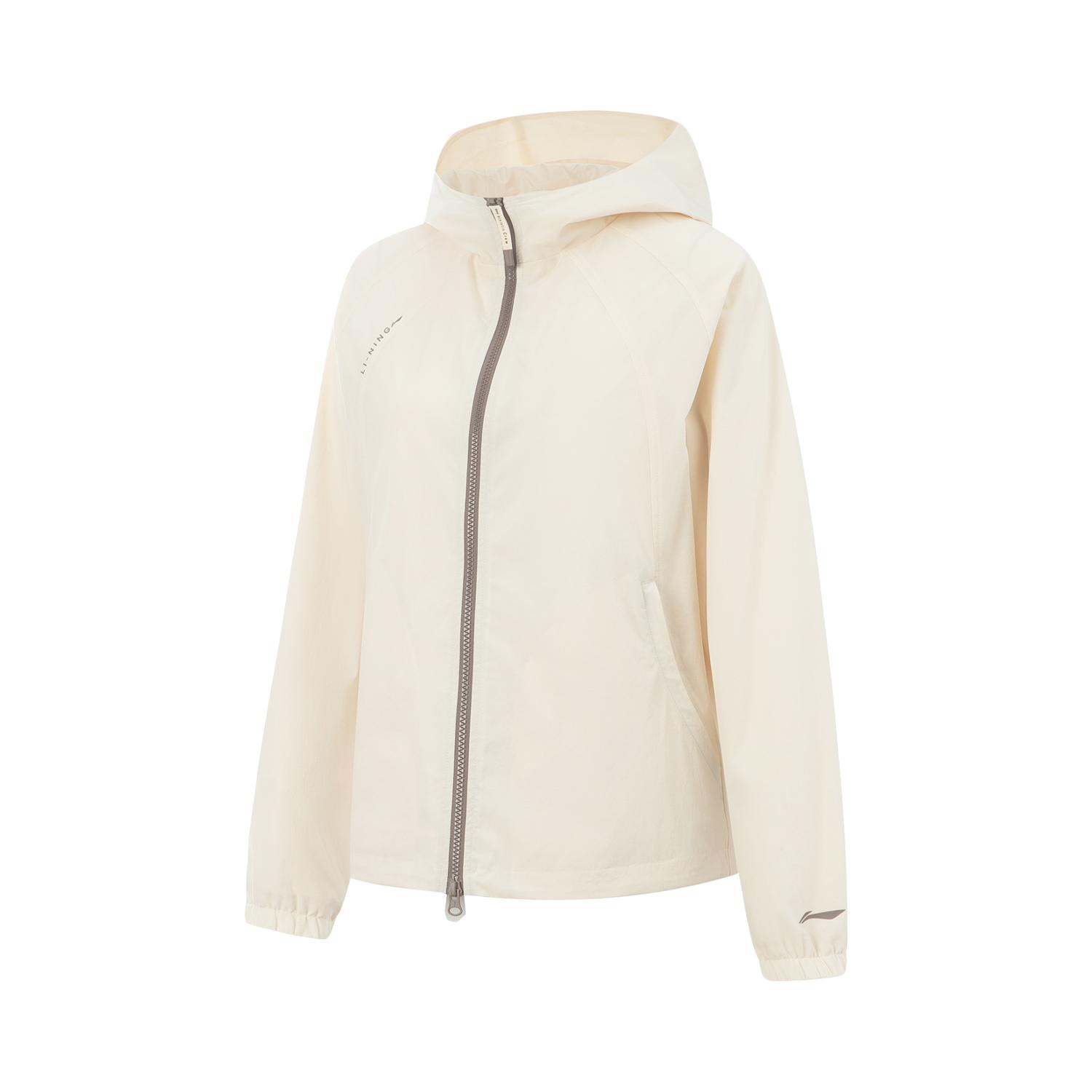 

Li-Ning Удобная Повседневная Минималистичная Однотонная Спортивная Ветровка с Капюшоном и Молнией Женская Верхняя Одежда Цвет Яичной Скорлупы AFDVE68-1 XL