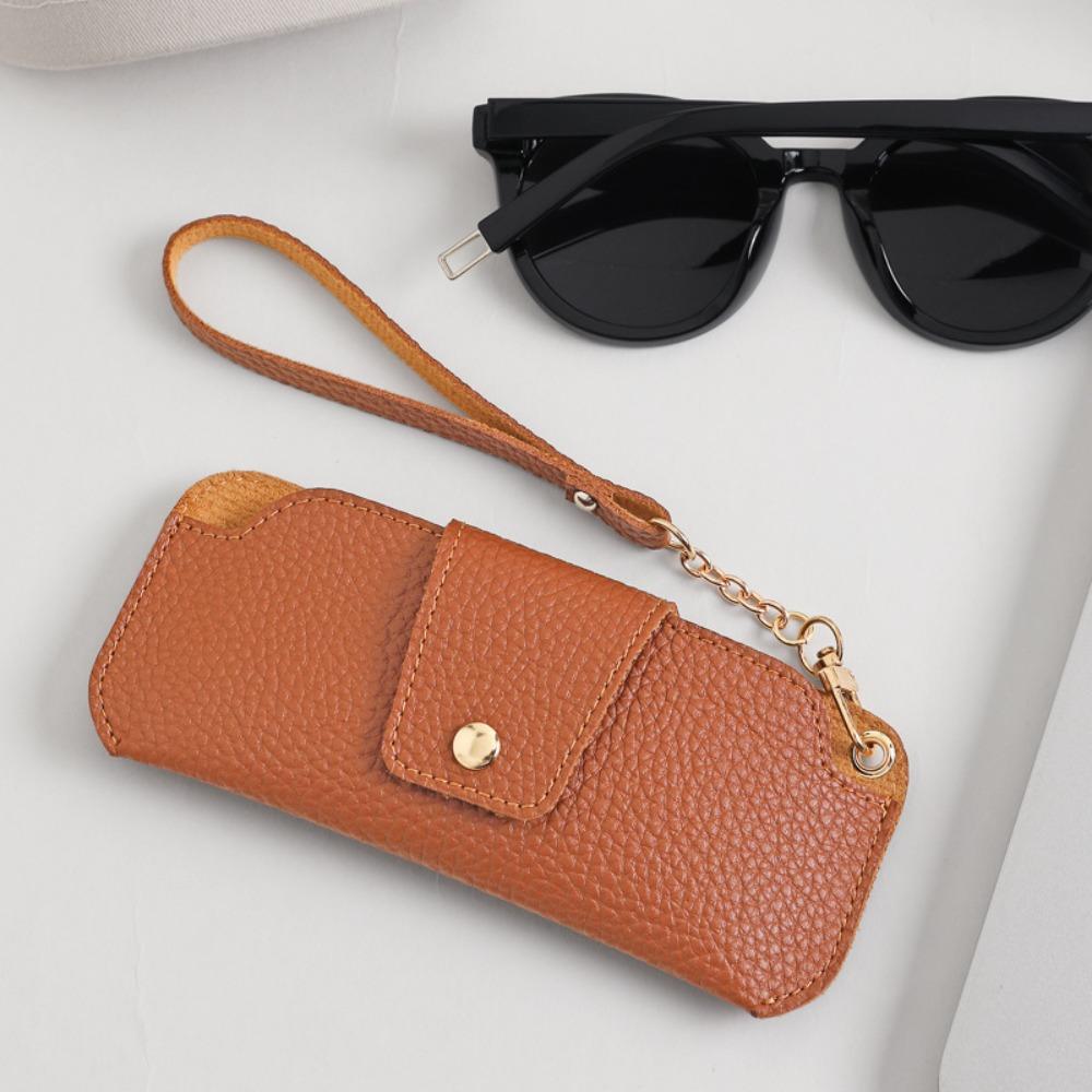 

Portable Pu Leather Glasses Bag With Lanyard Sunglasses Eyeglass Bag Glasses Storage Bag Outdoor коричневий