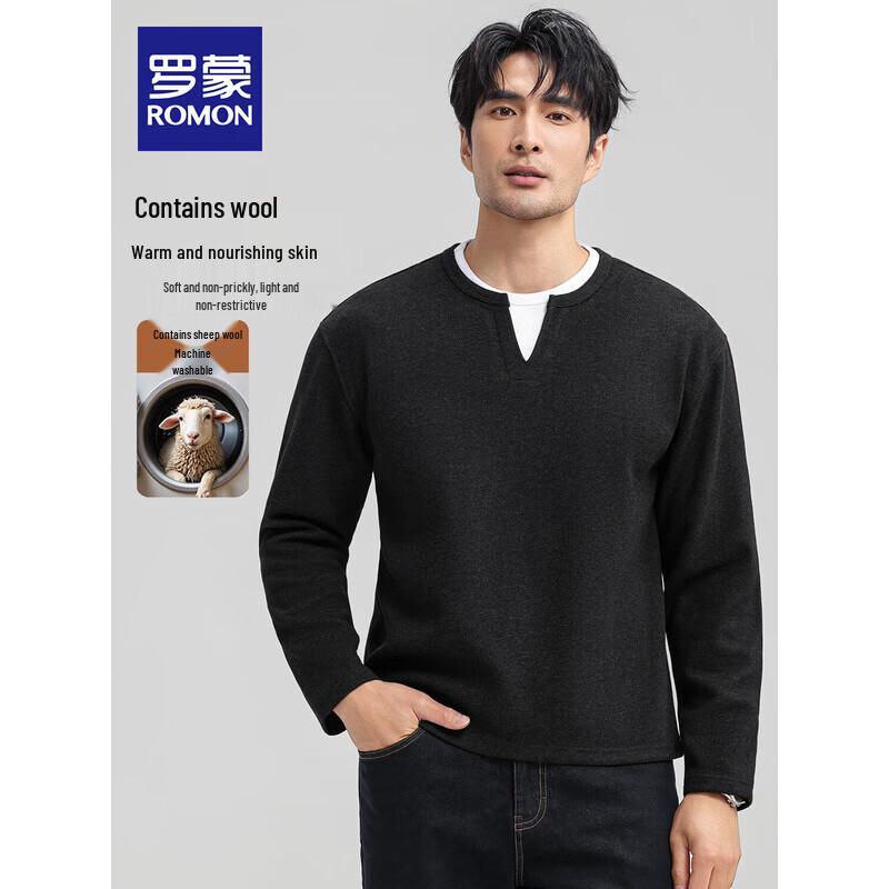 

ROMON Men s Faux Two-Piece Wool Blend Thermal Knit Sweater