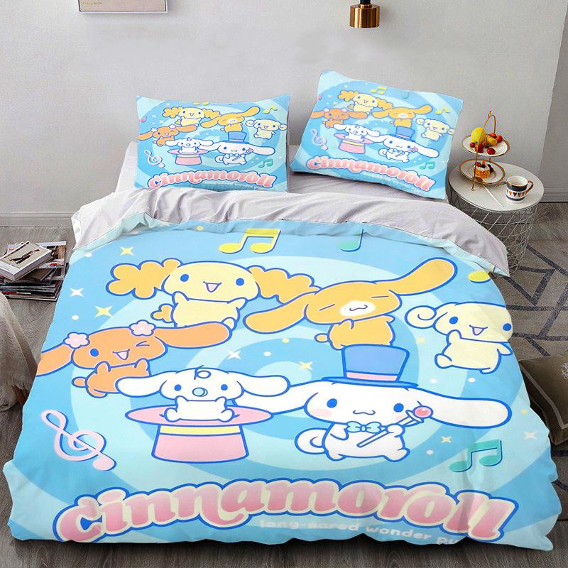 Sanrio Pom Pom Purin Cinnamoroll Bedding Sets Comforter Quilt Bed Cover Duvet Cover Pillow Case 2-3 Pieces Sets for Kids Adult