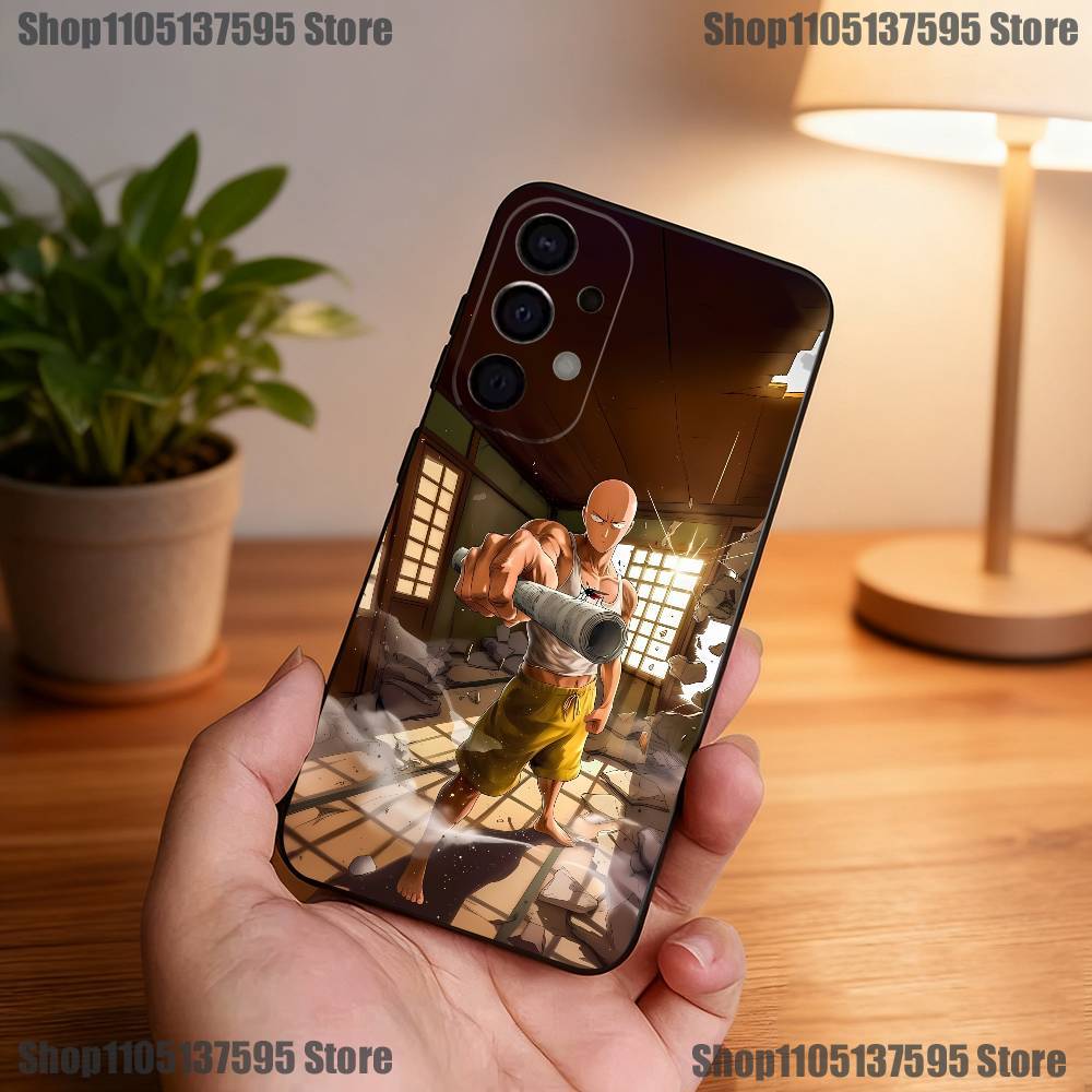 Capa de Celular Anime One P-Punch Man Saitama Para Samsung S25,S24,S21,S22,S23,S30,Ultra,S20,Plus,Fe,Lite,5G Capa Preta