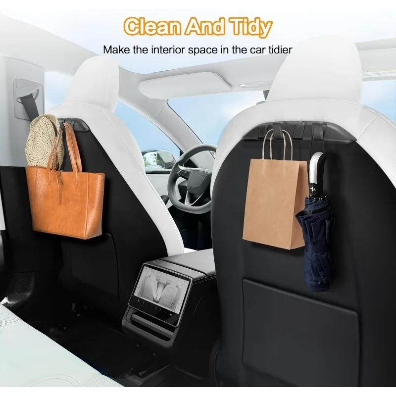 Car Seat Hooks Compatible for Tesla Model Y Model 3 2025-2025 Folding Design Seat Back Organizers for Bags Interior Accessories