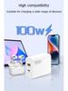100W Multi-Port Fast Charger for Apple & Samsung, EU/UK PD Adapter