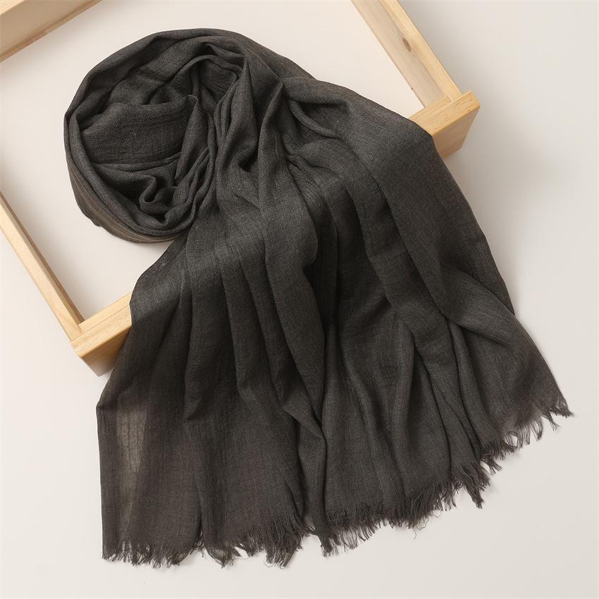 Foreign Trade Silk Scarf Cotton And Linen Headscarf Women'S Spring And Summer Solid Color Japanese And Korean Scarf Sun Protection Warm Shawl Hair
