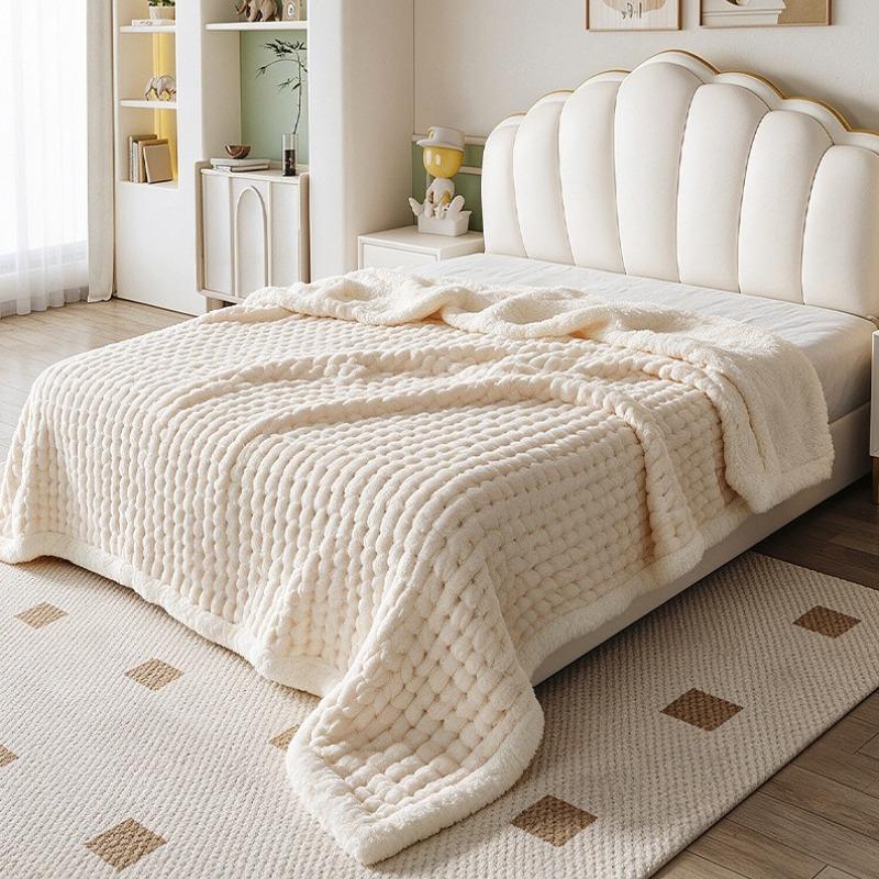 New 3D Shaped Jacquard Blanket Lamb Fleece Coral Fleece Double Sided Blankets Autumn Winter Seasons Warm Comfortable Nap Quilt