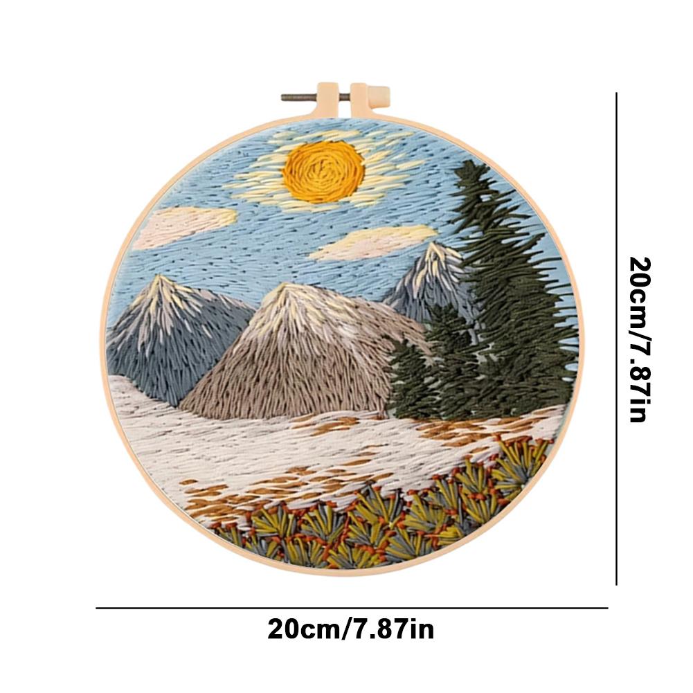 Merry Christmas Handmade Embroidery Kit for Beginners with Cotton Threads Needles Hoop and Pattern for Custom Art