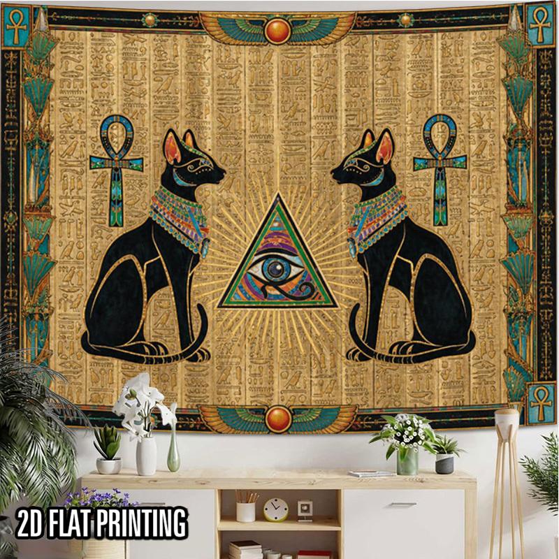 2D Flat - 2D Flat - 2D Flat 1pc Tapestry Egyptian Cat Eye Wall Hanging Sacred Art Home Decor Multi-Size Polyester Background Resistant And Wear-Resist