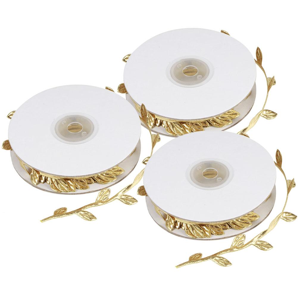 

3 Roll Artificial Leaves Vine DIY Kindergarten Craft Wedding Decoration AccessoryGold золотий