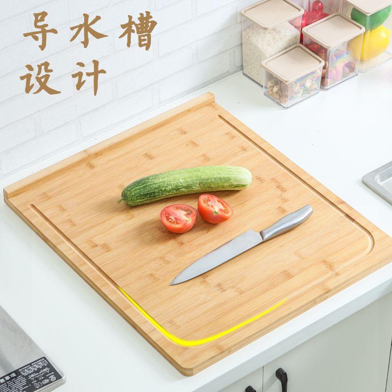 Bamboo cutting board with Chinese-style design, multi-functional family cooking rolling board and cutting board with slots