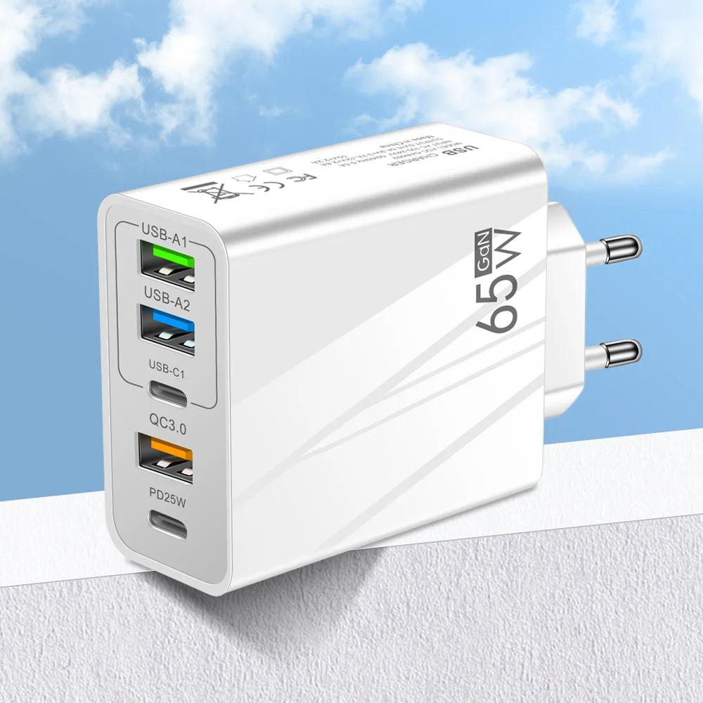 65W Rychlá Nabíječka Mobilní PD Nabíjení 3 USB Type-c Cestovní Nabíječka s Více Rozhraními 3.1A Pro Samsung Xiaomi iphone EU US UK Adaptér