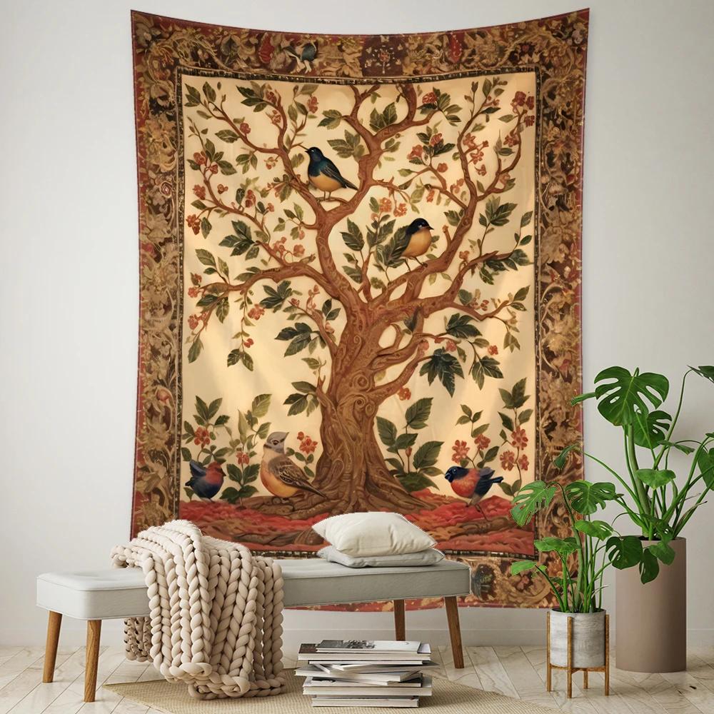 Textilien Unisex Flying Bird Tree Of Life Tapestry Wall Hanging Bohemian Abstract Mysterious Witchcraft Hippie Tapiz Living Room Home Decor