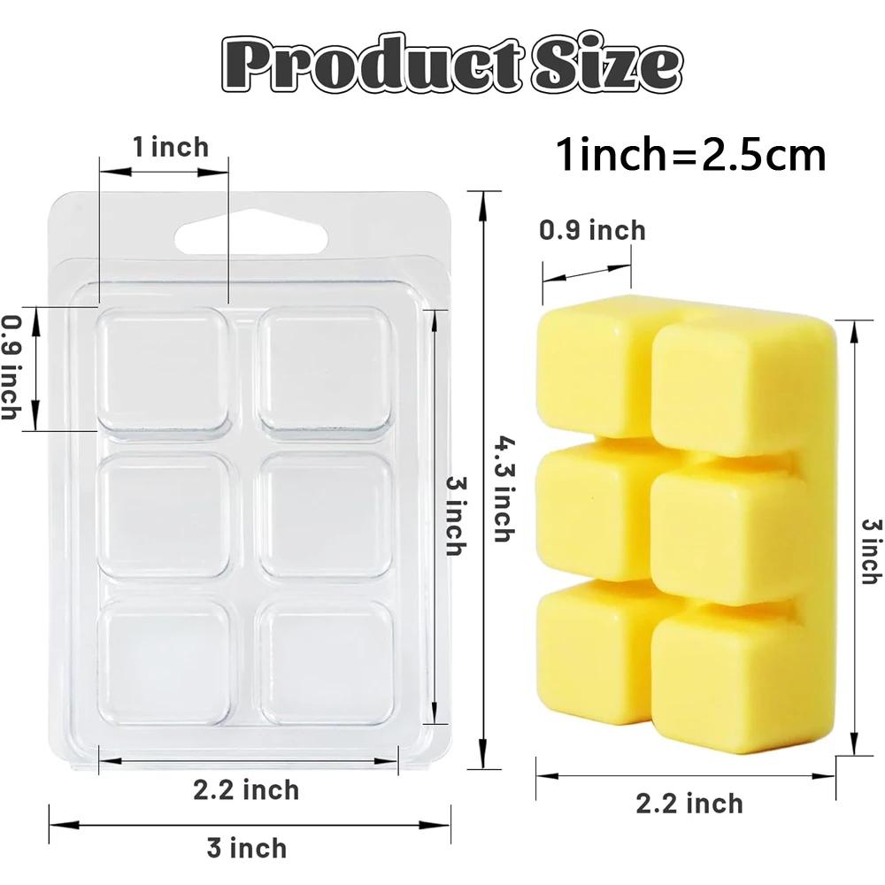 Wax Melt Molds Wax Melt Clamshells 6 Cavity Cubes Clamshells Clear Empty Plastic Cube Tray for Wickless Tarts Candles