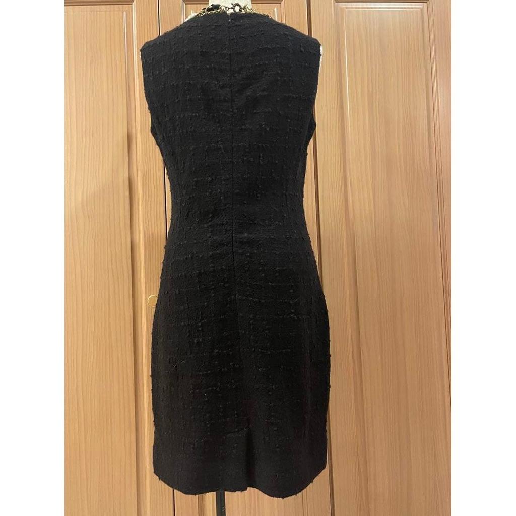Used MOSCHINO Black Sleeveless Tweed Dress with Necklace