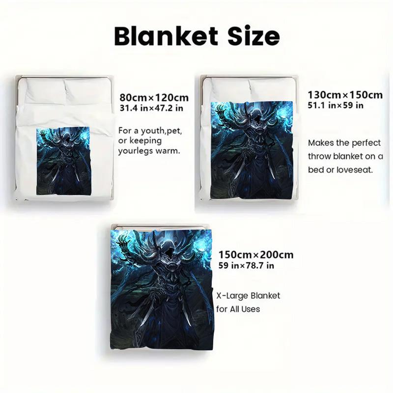 Death Knight 2D Flat Pattern Flannel Blanket High quality All Seasons Warmth and Comfort Perfect for Christmas Gifts.MMT0918110