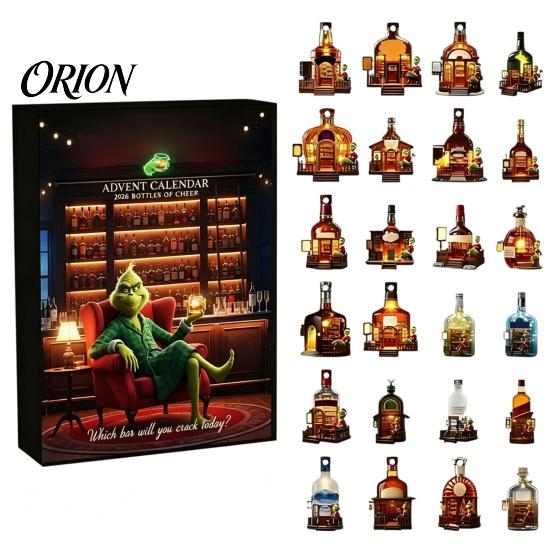 Christmas Home Decor Holiday Advent Calendar, 24 Days Countdown Calendar with Pcs Mini Acrylic Highland Cow/Cat/Green Elf Figures, Collectible