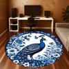 1pc Peacock Flowers Round Chair mat Area Rug - Non-Slip, Floor Mat for Office, Bedroom, and Indoor Decor -1002210