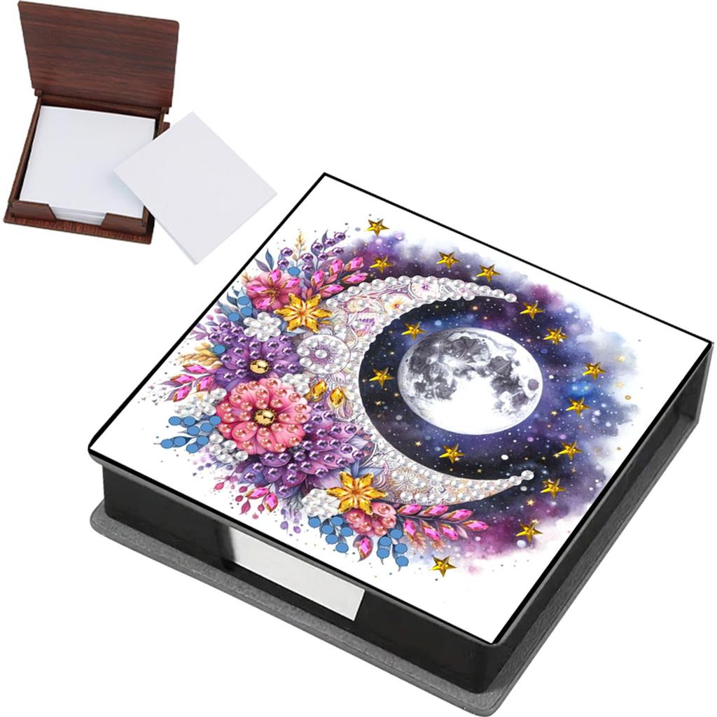 PU Animals Gem Painting Memo Pad Holder Mosaic Kit Flowers Rhinestones Post It Dispenser Animals & Flowers for Home Office