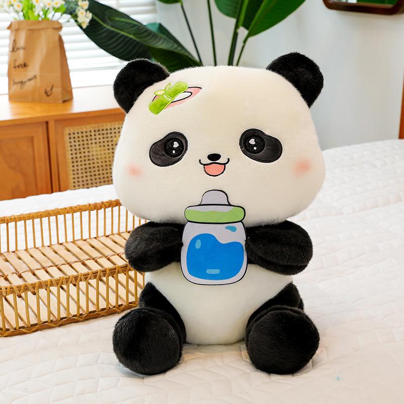 

Милая плюшевая игрушка панда с бутылкой, детская кукла для комфорта, сувенир из зоопарка, украшения для автомобиля, подушка для сна 45cm【0.56kg】